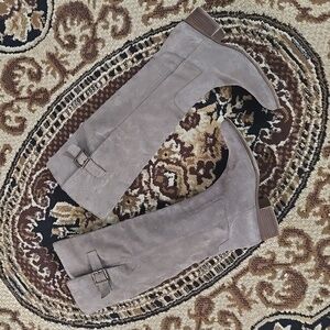 Steve Madden Loren Suede Knee High Riding Boots with Metal Buckles Y2K Leather